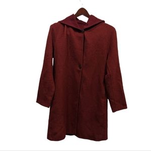 Uniqlo Burgundy/Maroon Felted Hooded Wool Blend Coatigan Size S/M